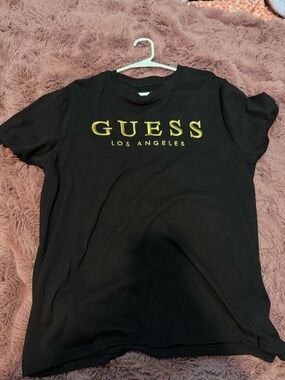 Guess Black Tee with Gold GUESS Los Angeles Logo
